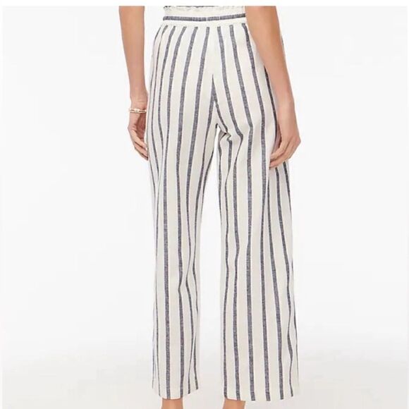 J.Crew Linen Blend Striped Drawstring Waist Wide Leg Cropped Pant | SZ S - Picture 4 of 14